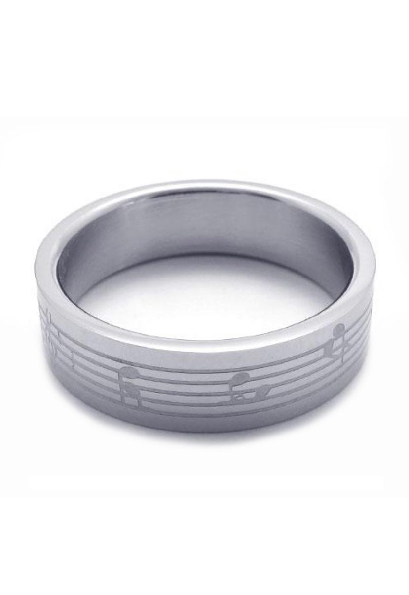 Anillo Grabado Partitura Acero Inoxidable Sax Musical Creations