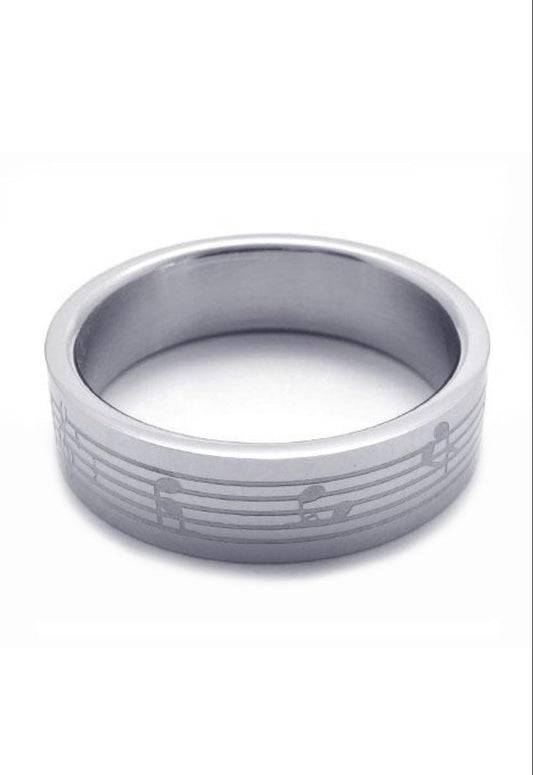 Anillo Grabado Partitura Acero Inoxidable Sax Musical Creations