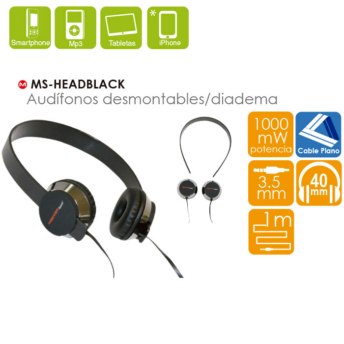 Audífonos Desmontables MS-HEADBLACK Master