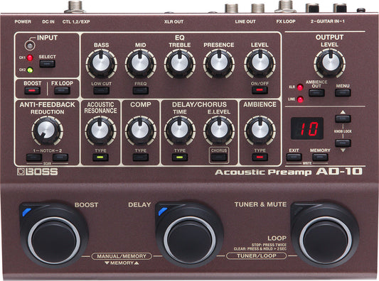 Preamplificador Acústico con Caja Directa AD-10 Boss