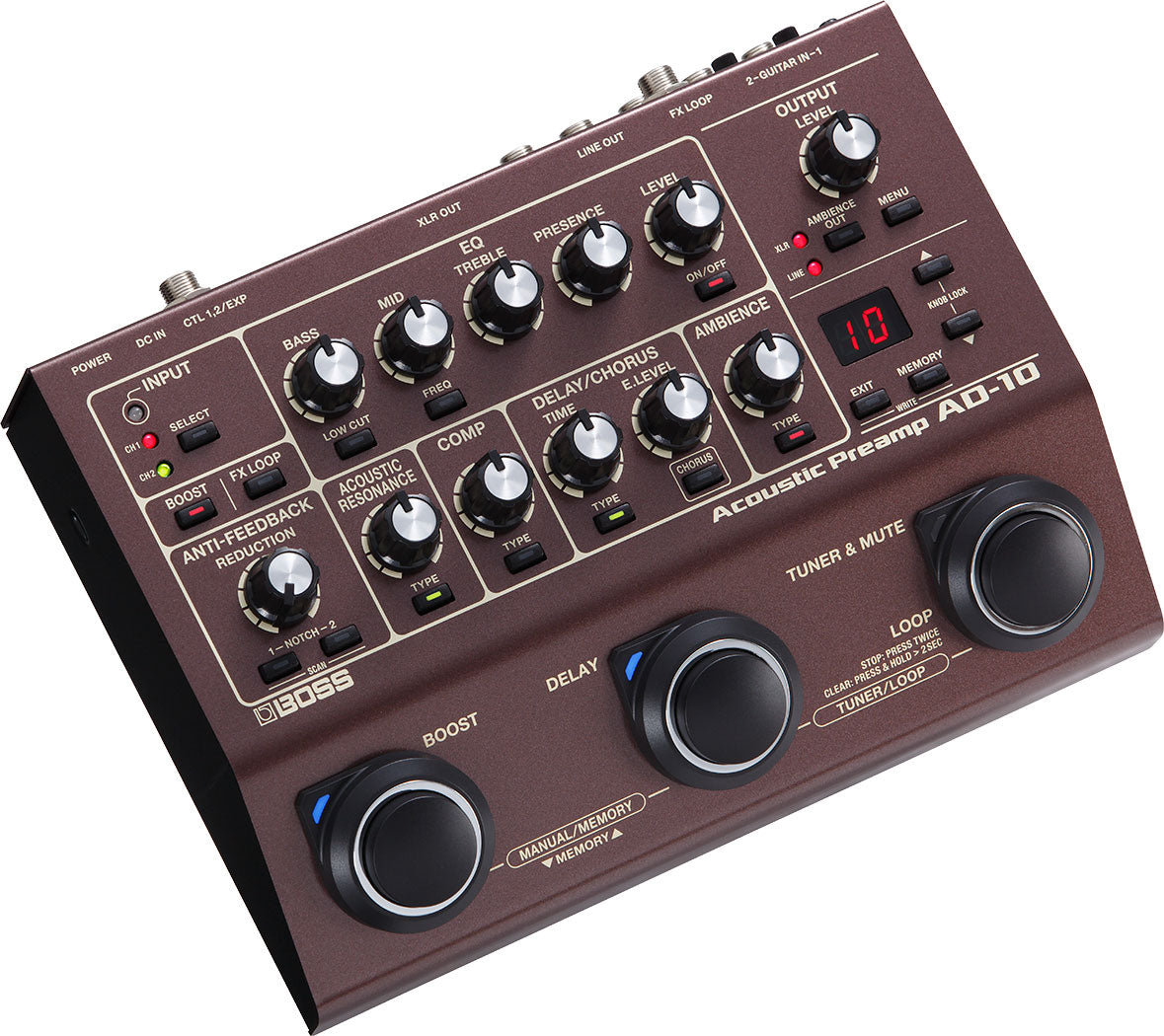 Preamplificador Acústico con Caja Directa AD-10 Boss