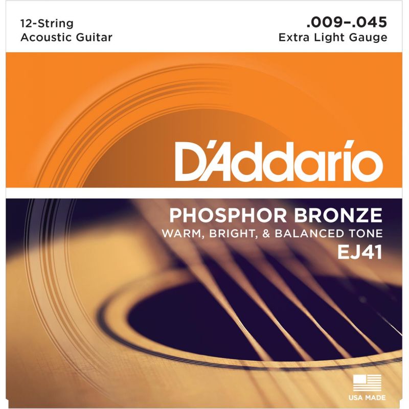 Encordadura de Bronce para Guitarra de 12 Cuerdas EJ-41 D'Addario